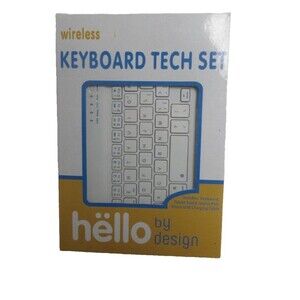 Hello By Design White Standalone Wireless Tech Set Keyboard With Tablet Stand